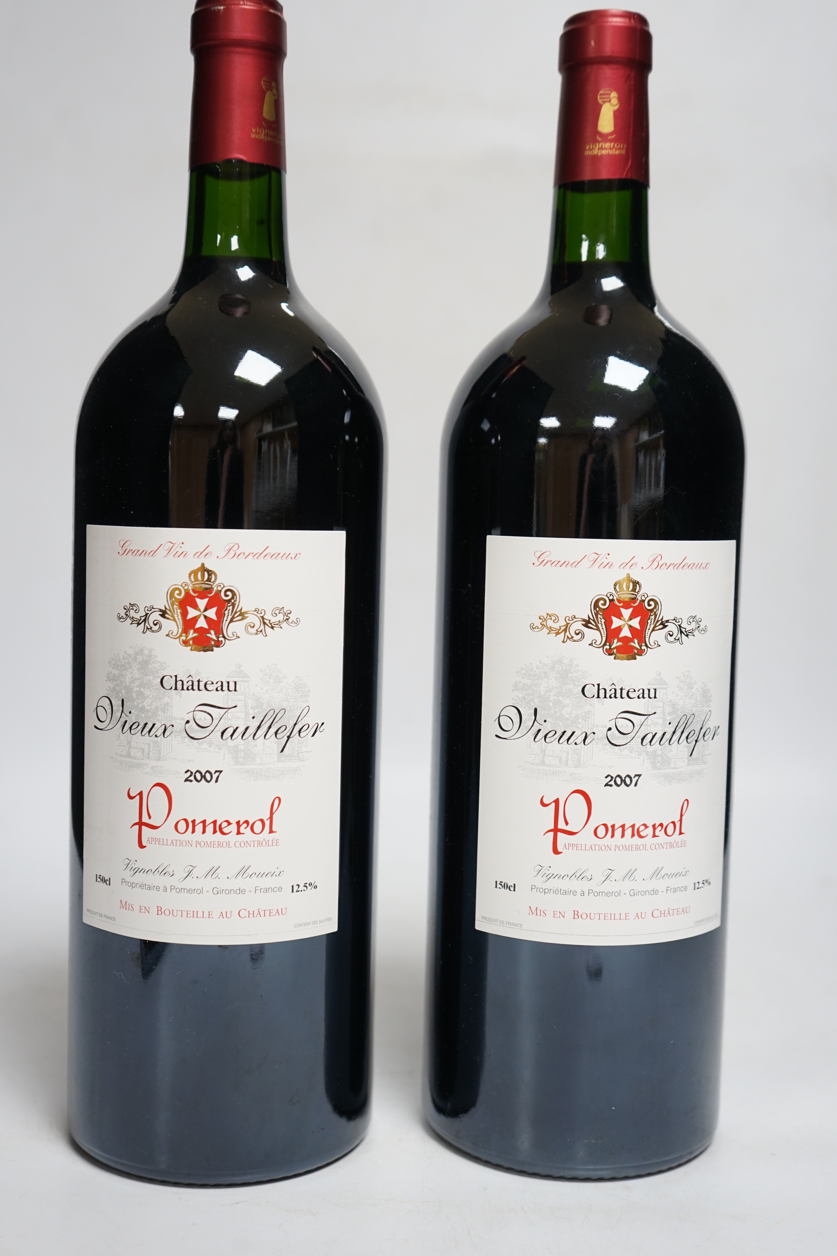 Two magnum bottles of Pomerol Chateau Vieux Taillefer 2007